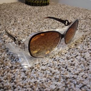 New Women's Brown Tinted Sunglasses w/ C Buckle Design on side